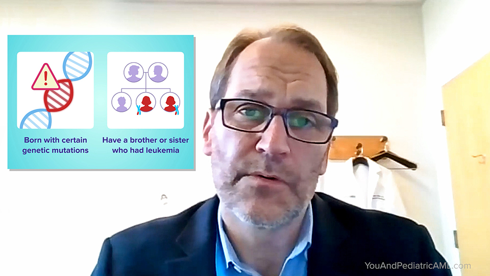What are the risk factors for AML in children and adolescents?